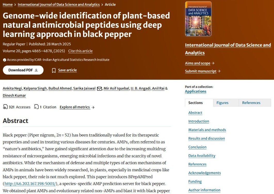 Genome wide identification of Plant based natural Antimicrobial Peptides using deep leaning approach in Black pepper.