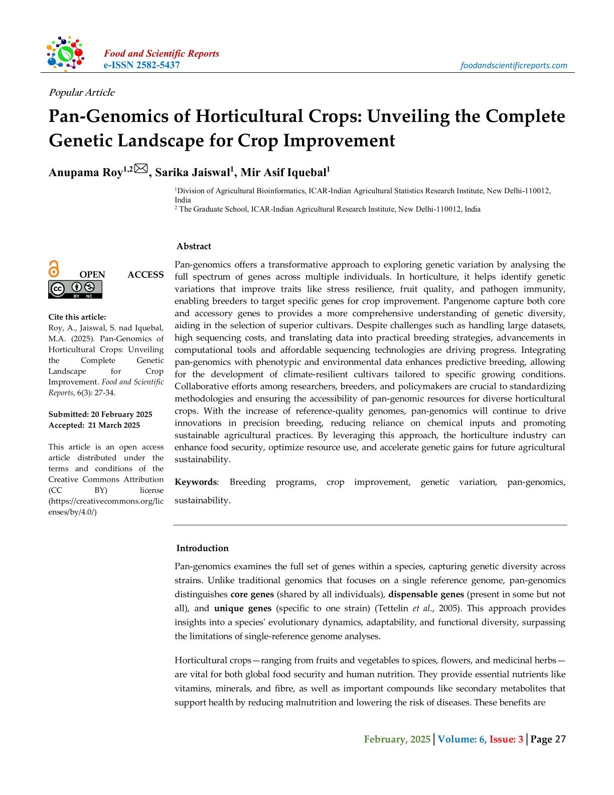 Pan-Genomics of Horticultural Crops: Unveiling the Complete Genetic Landscape for Crop Improvement