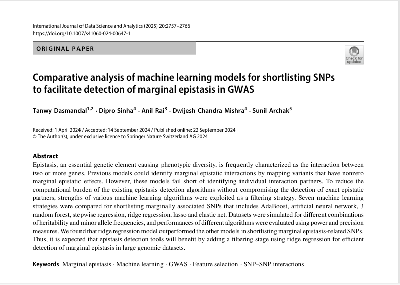 Comparative analysis of machine learning models for shortlisting SNPsto facilitate detection of marginal epistasis in GWAS